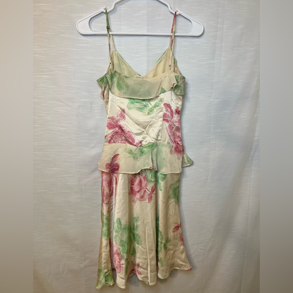 BCBGMaxAzria Floral Midi Dress - Cream, Pink, Green - Picture 5 of 8
